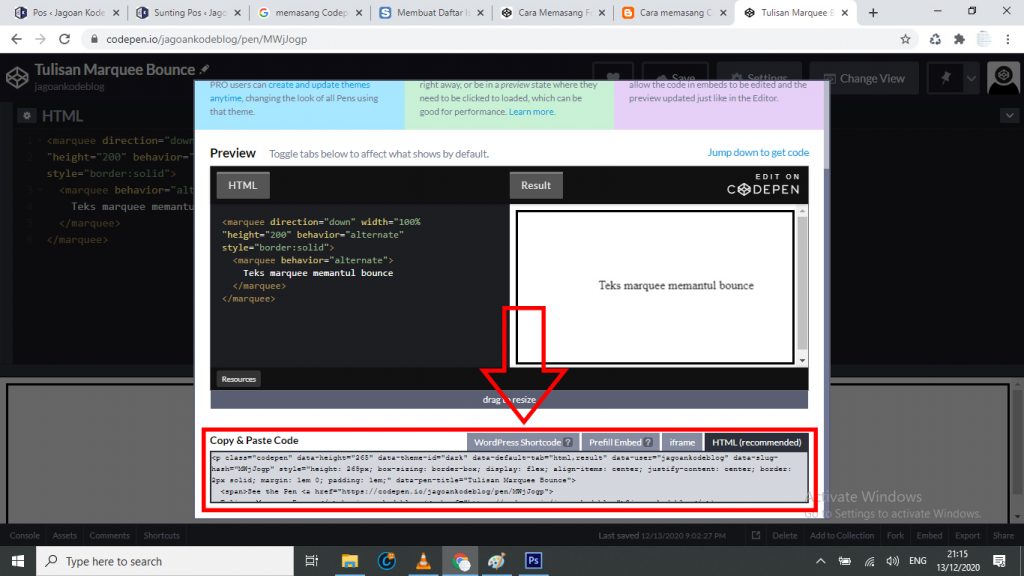 Cara Memasang Codepen Dipostingan Blogger & WordPress - Jagoan Kode